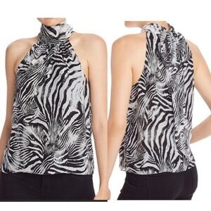 NWT Ramy Brook Zebra Lori Blouse Sz Small Bk & Wht